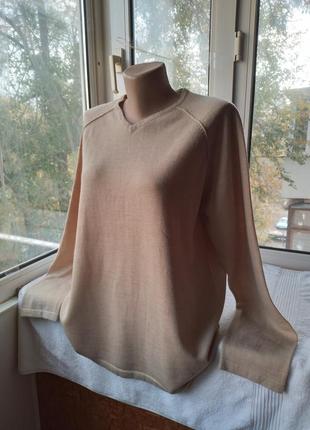 Брендовый шерстяной свитер джемпер пуловер большого размера батал шерсть6 фото