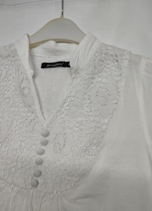Легкая коттоновая блуза с элементами вышивки2 фото