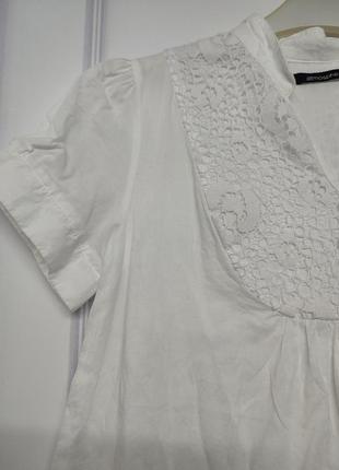Легкая коттоновая блуза с элементами вышивки3 фото