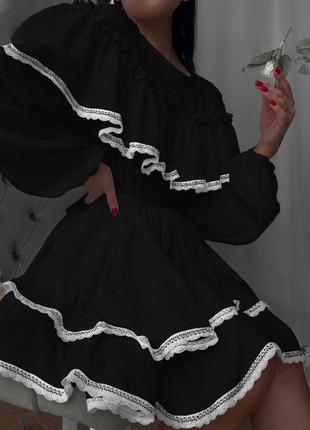 Женское короткое платье со съемной баской9 фото