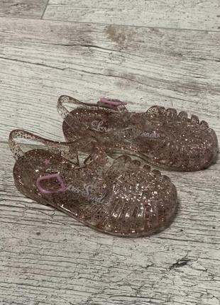 Силіконові босоніжки аквавзу george love you sandals прозорі з рожевими блискітками розмір 223 фото
