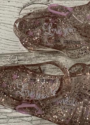 Силіконові босоніжки аквавзу george love you sandals прозорі з рожевими блискітками розмір 224 фото