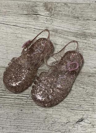 Силіконові босоніжки аквавзу george love you sandals прозорі з рожевими блискітками розмір 225 фото