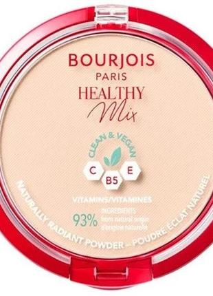 Компактная пудра для лица bourjois poudre compacte healthy mix clean, 01 ivoire, 10 г