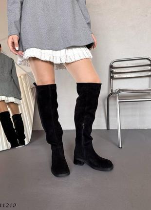 Демисезонные замшевые ботфорты