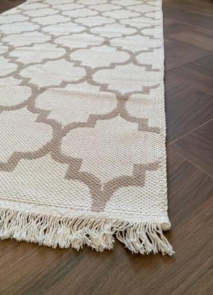 Бежевий прямокутний килим без ворсу, розмір 80x3008 фото