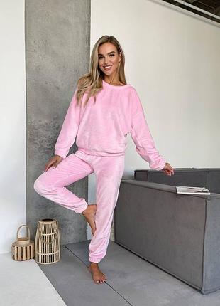 Пижама двойка махровая мягкая теплая кофта штаны махра домашний костюм для дома