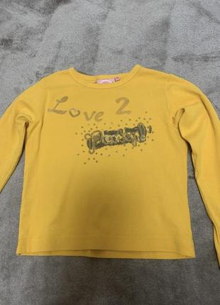 Жовта футболка з довгим рукавом із пасеками для дівчинки зріст 122 см колір жовтий4 фото