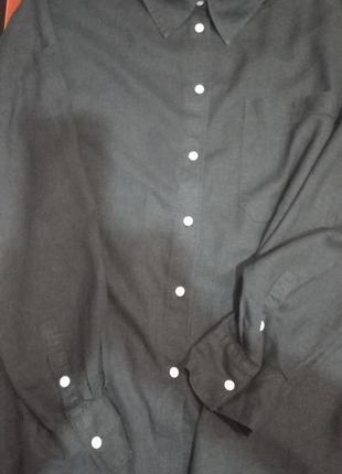Льняная рубашка черного цвета4 фото