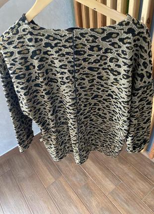 Леопардовий махровий джемпер з виворитніми  швами назовні marks and spencer4 фото