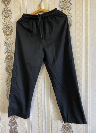 Стильные брюки, черные широкие брюки1 фото