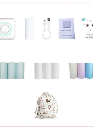 Дитячий міні принтер, портативний термопринтер + usb+ 10 рулонів паперу