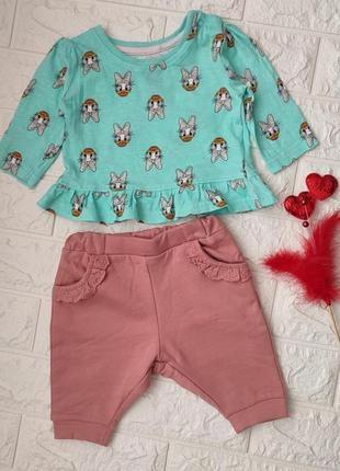 Новий, крутій набір: кофтинка disney і штанці на флісі для новородженої дівчинки 0-3 місяці10 фото
