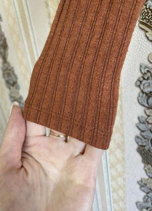 Вкорочений светр, кроп топ, світло коричневий топік в рубчік3 фото