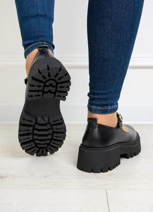 Черные туфли мери джейн из натуральной кожи3 фото