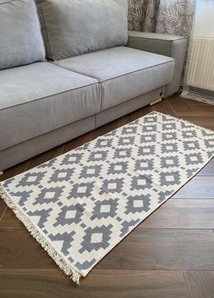 Безворсовий двосторонній килим, ромби, розмір 80x1502 фото