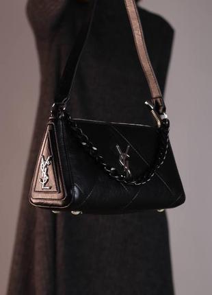 Фирменная женская сумка yves saint laurent  мягка черная бренд лоран на плече премиум люкс10 фото