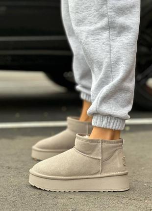 Замшеві угги зима світлий беж угі зимові. угги зимние замш светлый беж 36-41