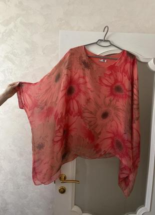 Блуза блузка шелк 100% шелковая оверсайз италия2 фото