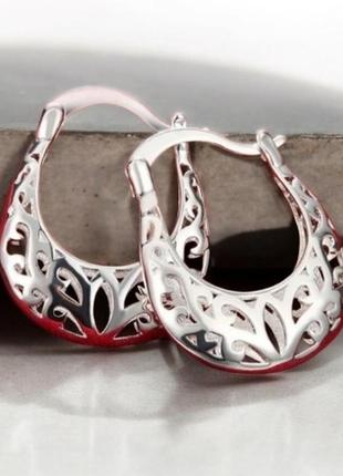 Серьги серебро оригинальные маленькие ажурные кольца silver ♥️