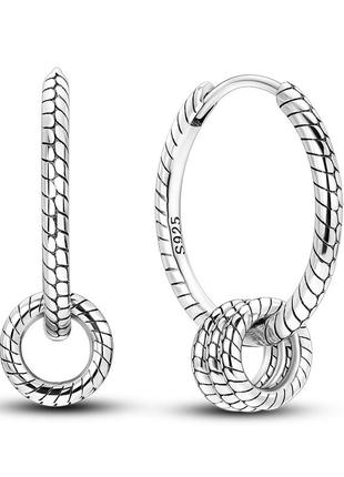Сережки срібло silver_pandora оригінальні стильні кільця трансформери