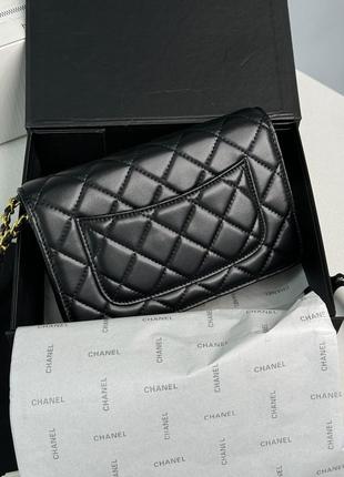 Женская сумка chanel classic  шанелька черная натуральная мягкая кожа премиального качества топ дизайн в классике3 фото