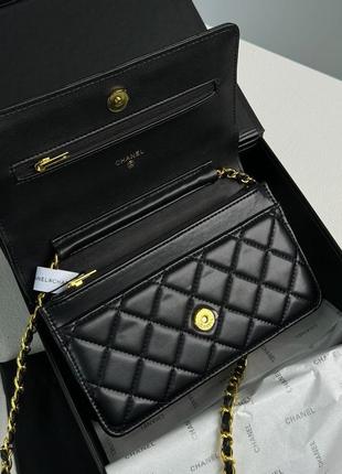 Женская сумка chanel classic  шанелька черная натуральная мягкая кожа премиального качества топ дизайн в классике5 фото