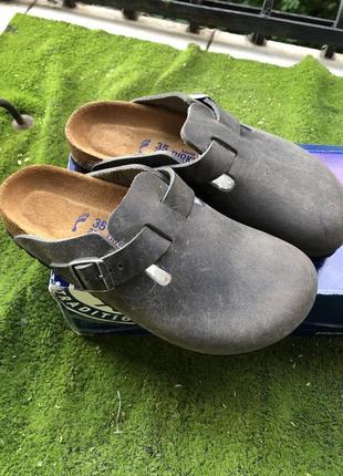 Сабо глоги birkenstock boston natural leather оригинал
