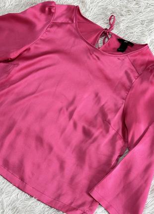Яркая малиновая  сатиновая рубашка h&m2 фото