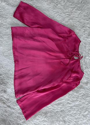 Яркая малиновая  сатиновая рубашка h&m5 фото