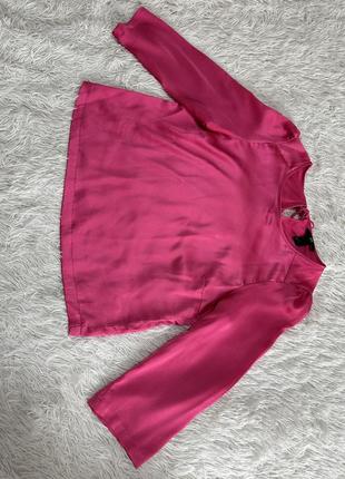 Яркая малиновая  сатиновая рубашка h&m6 фото