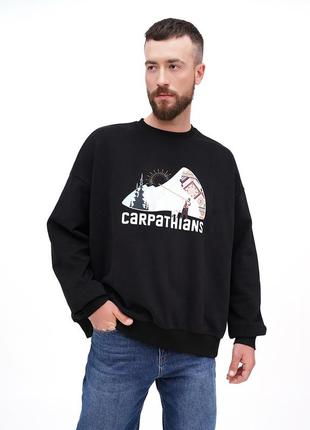 Bravery original oversize чорний"carpathians" світшот