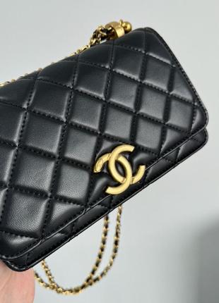 Популярная женская  молодежная сумка клатч chanel classic шанель черная с золотистой фурнитурой наряд, стиль, шанель бренд фирма6 фото