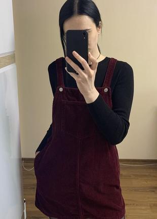 Сарафан плаття кольору марсала бордовий вельветовий new look4 фото