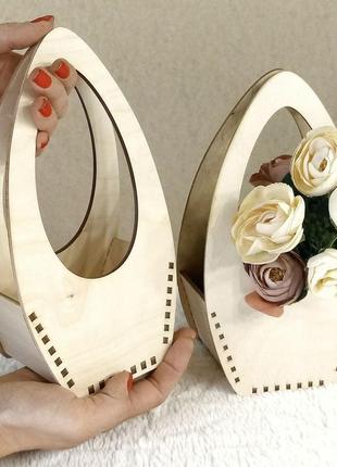 Деревянная корзинка для цветов и подарков 24х12х9см 3мм