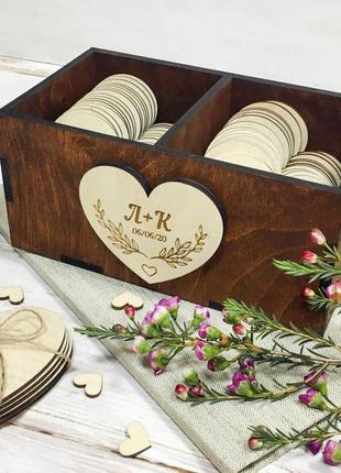 Коробочка с сердцами для пожеланий + 10 сердец 9х9см