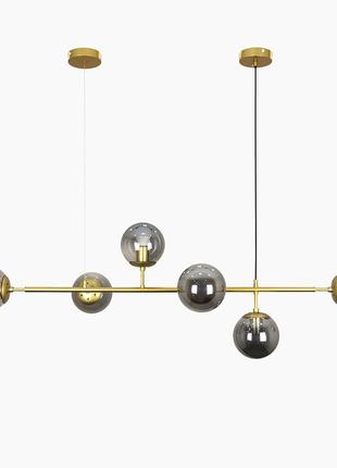Люстра в современном стиле с круглыми плафонами levistella 7529802-6 gd+bk