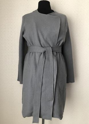 Новое с этикеткой! большой размер! 100% шерсть! серое тонкое лёгкое пальто от burda style, размер 44