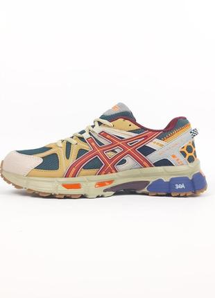 Унісекс asics gel-kahana 8 бежеві з зеленим та бордовим