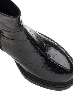 Ботильйони жіночі чорні фактурні на підборах 1847ц