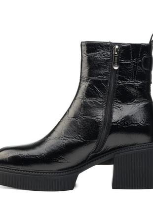 Ботильйони жіночі чорні фактурні на підборах 1847ц