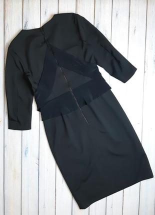 💥1+1=3 чорне ошатне плаття футляр міді із шовковими вставками schumacher, розмір 44 - 464 фото