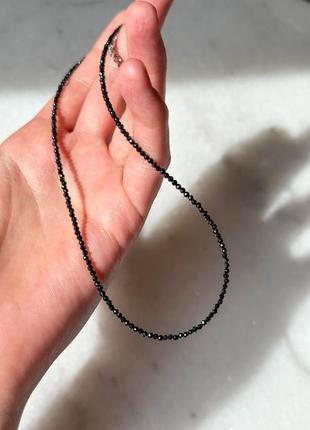 Чокер натуральная черная шпинель, колье из натуральных камней, сияющий чокер черный с...