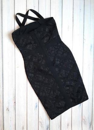 💥1+1=3 шикарное черное моделирующее бандажное платье-миди lipsy, размер 42 - 445 фото