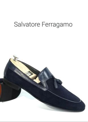 Шкіряні чоловічі лофери salvatore ferragamo оригінал5 фото