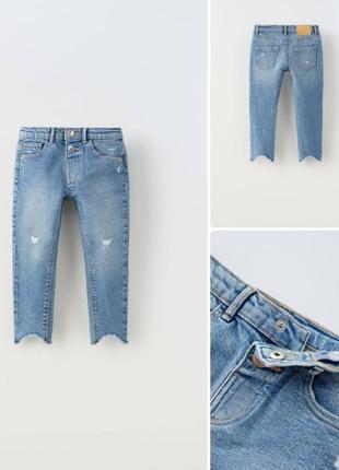 Джинси дитячі zara 110см, 4-5років, джинси скіні рвані для дівчаток, джинси блакитні стильні