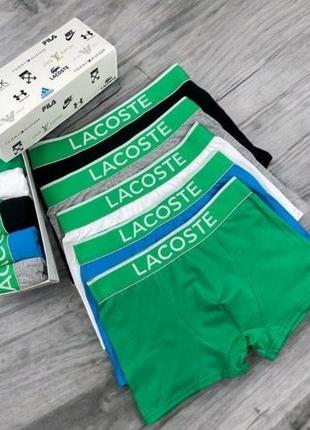 Труси боксери чоловічі, плавки, мужское белье lacoste 5 шт в подарунковій коробці