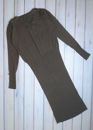 💥1+1=3 базове плаття міді по фігурі renais, колір хакі, розмір 44 — 462 фото