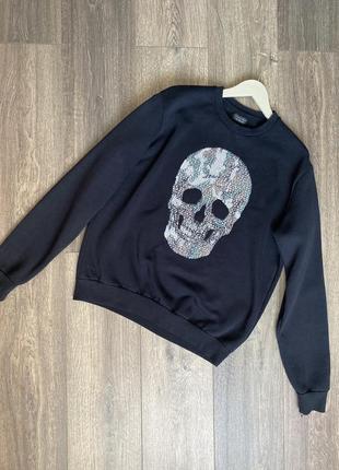 Zara skull sweatshirt sale