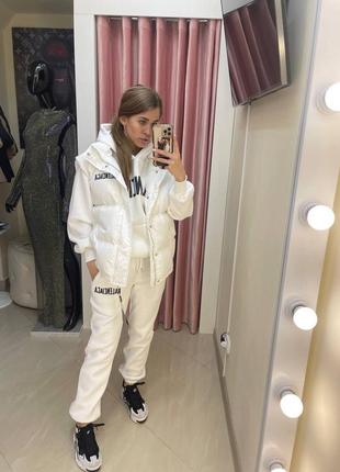 Костюм в стилі dior трійка жилетка худі з капюшоном чорний синій беж білий